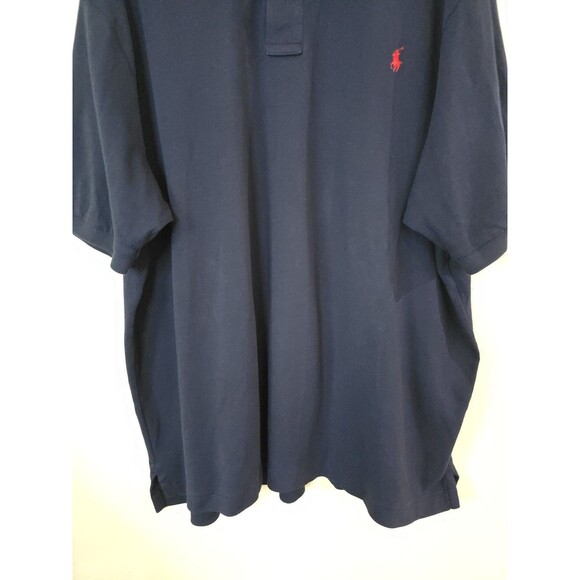 Polo Ralph Lauren Shirt Mens 3XB Big Navy Blue Short Sleeve Red Polo Logo Cotton - Picture 4 of 8